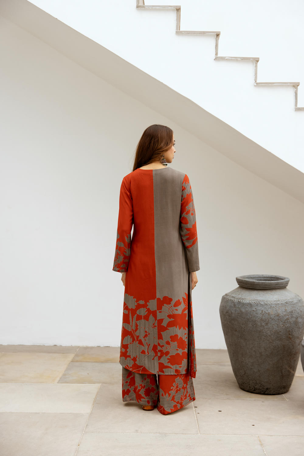 Women's Rust::Brown German Rayon Kurta and Palazzo Set