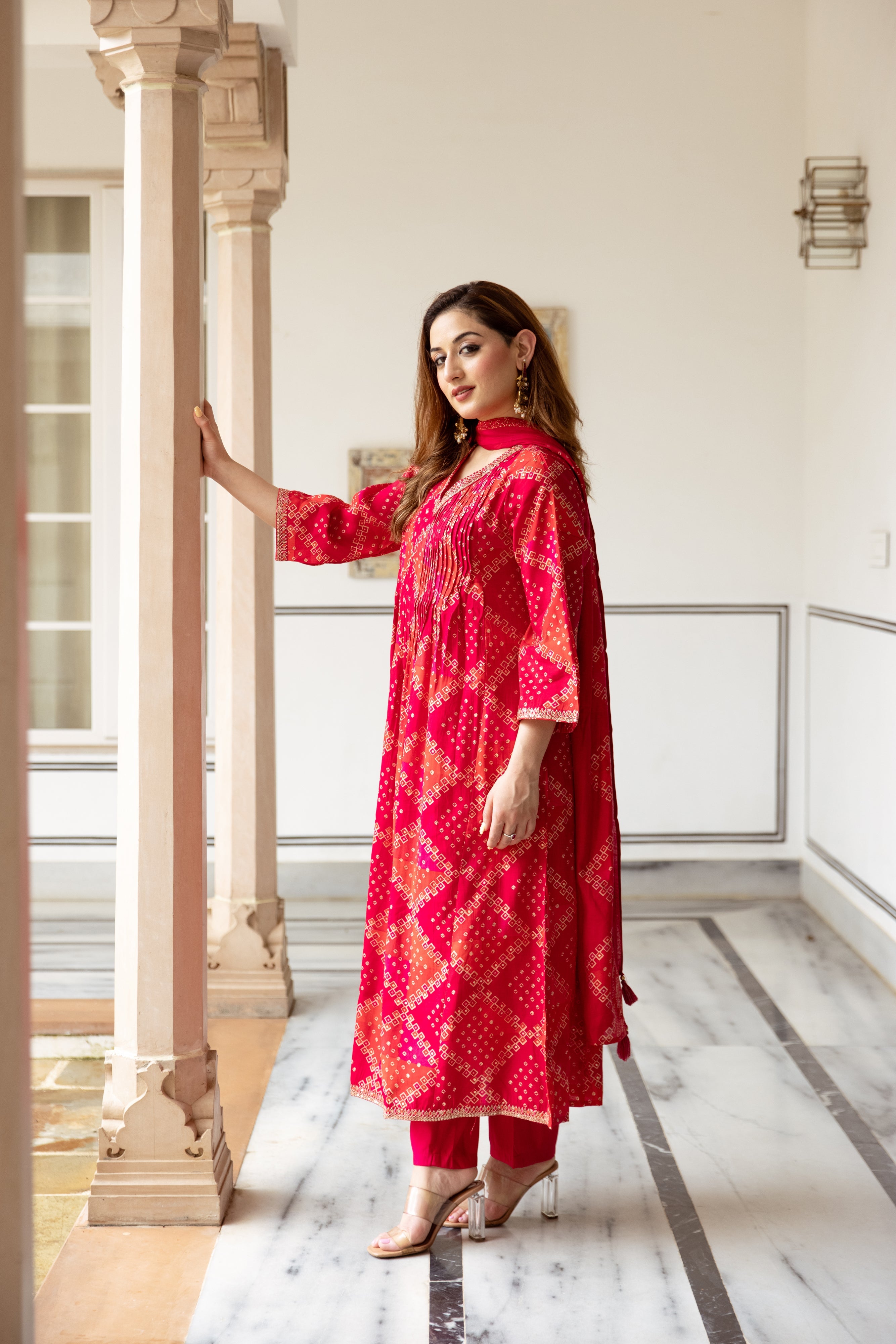 Multicolor Modal Muslin Kurta Pant and Dupatta Set