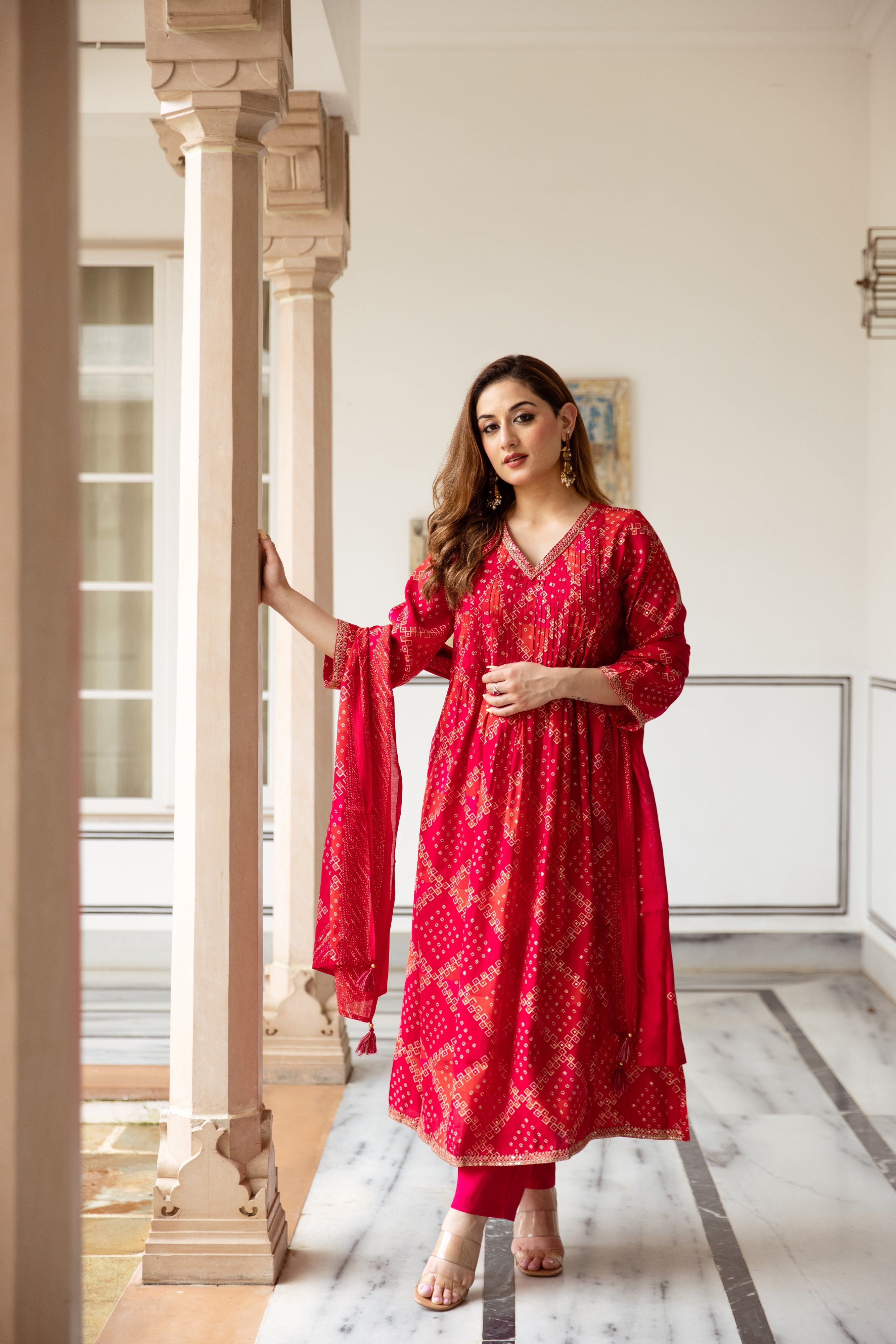 Multicolor Modal Muslin Kurta Pant and Dupatta Set