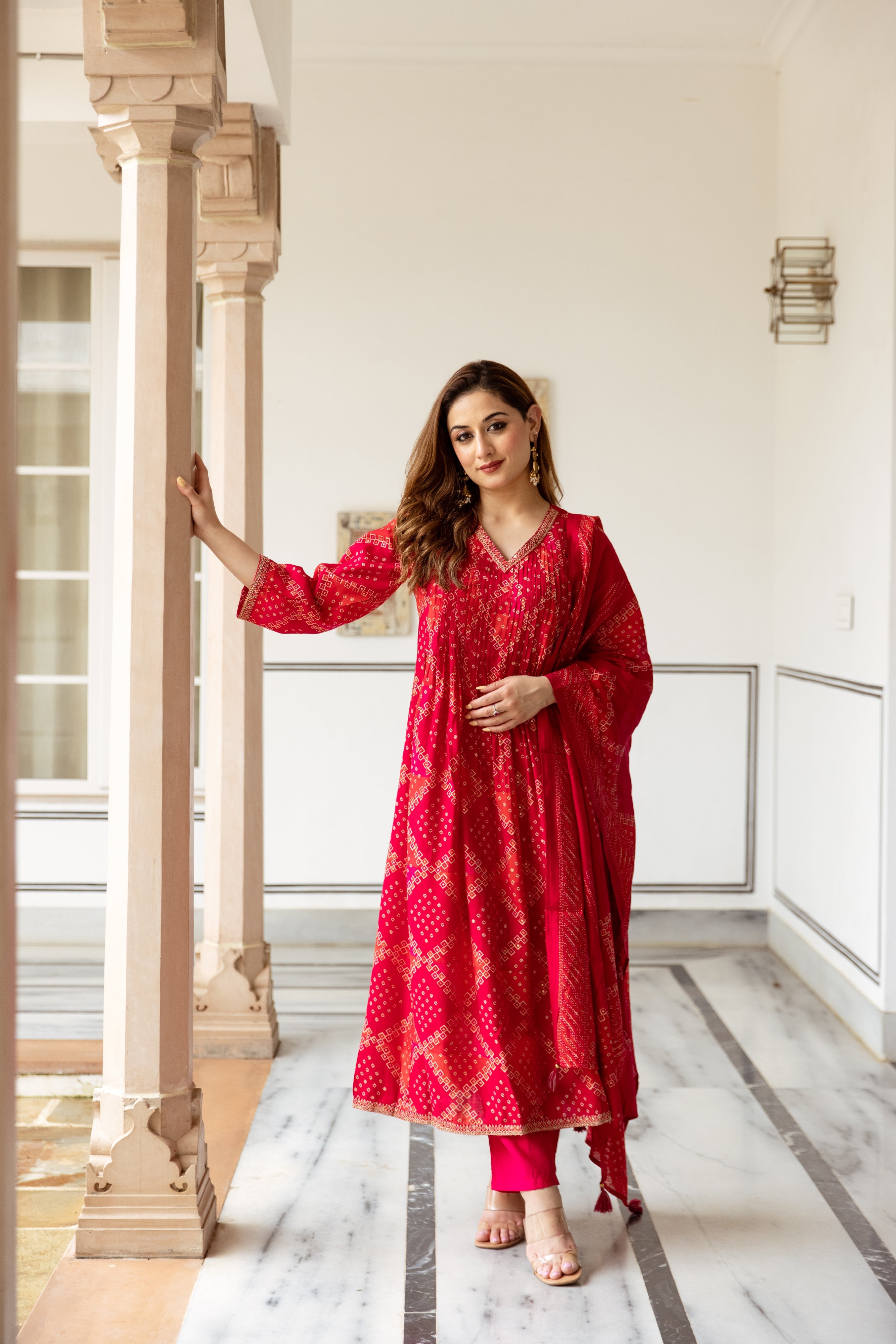 Multicolor Modal Muslin Kurta Pant and Dupatta Set