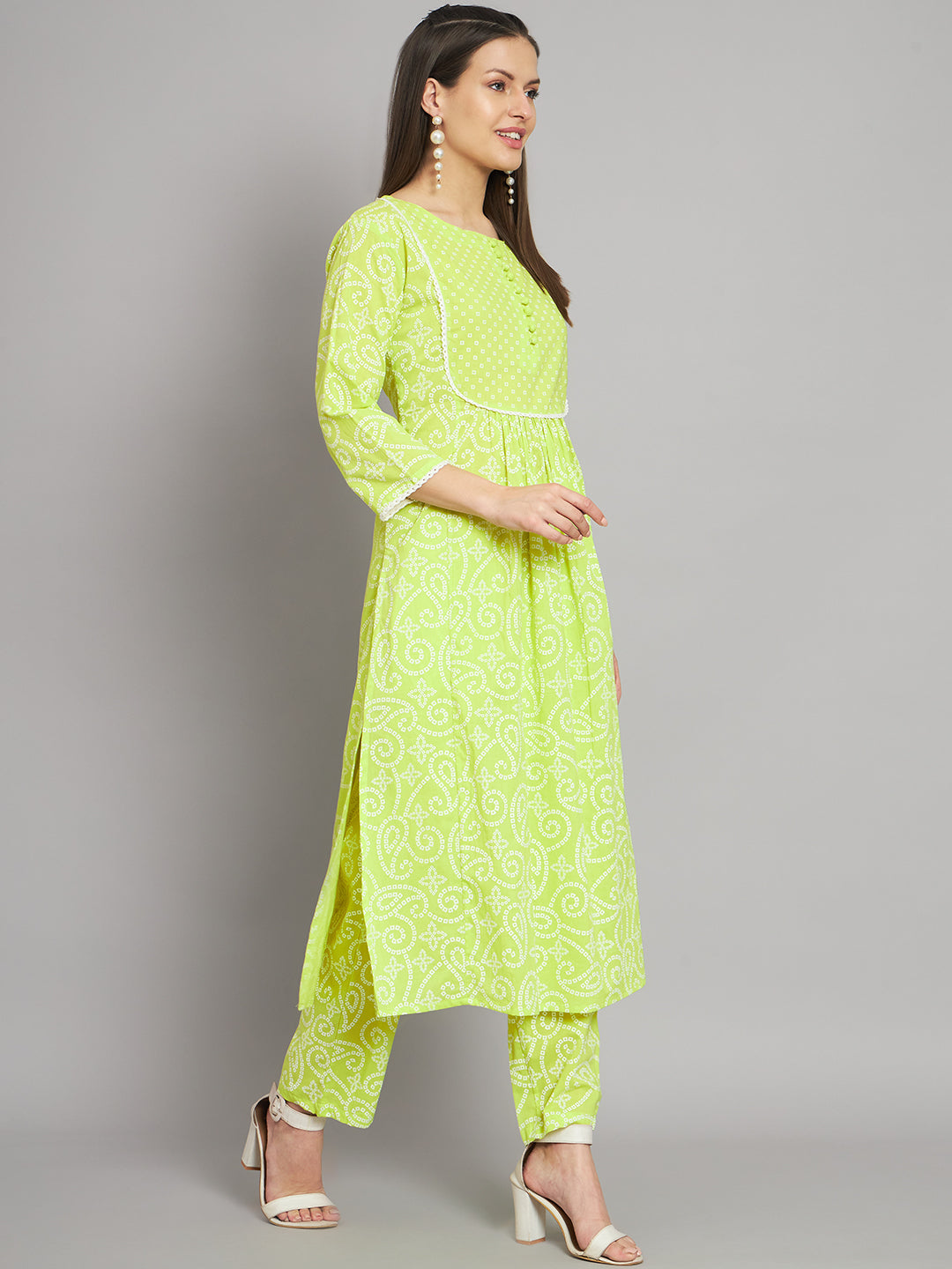 Women's Rayon Lemon A-Line Kurta Pant with Dupatta