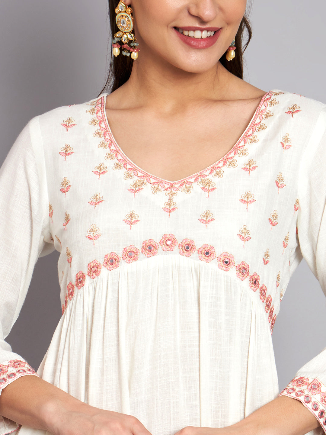 Women's Rayon White Alia Cut A-Line Kurta with Dupatta Set