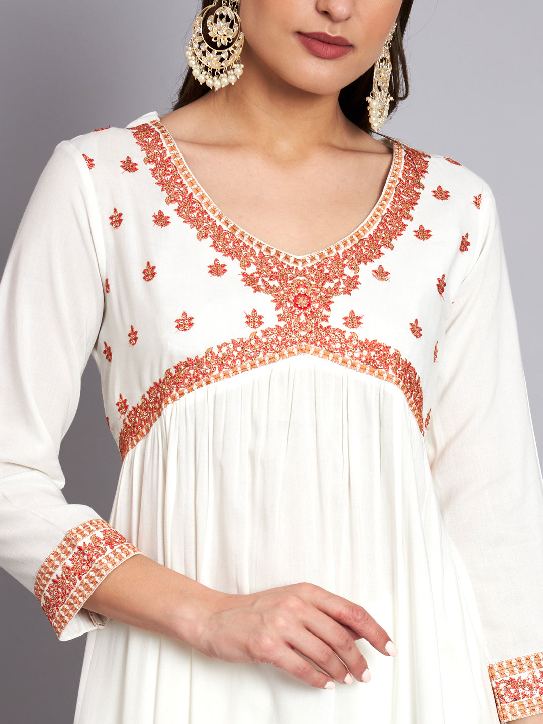 Women's Rayon White Alia Cut A-Line Kurta with Dupatta Set