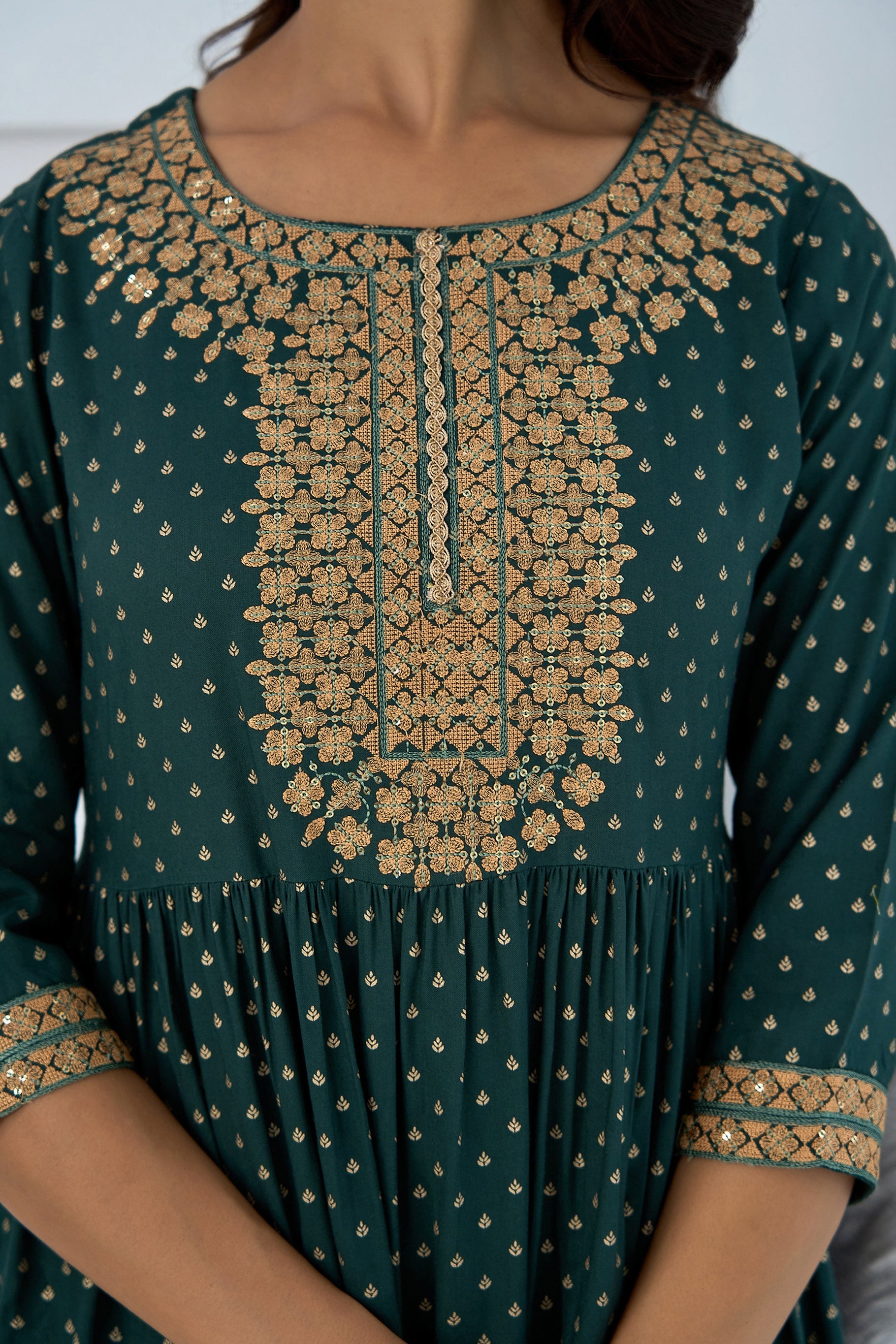 Womens Rayon Rama Green Nyara Cut A-Line Kurta