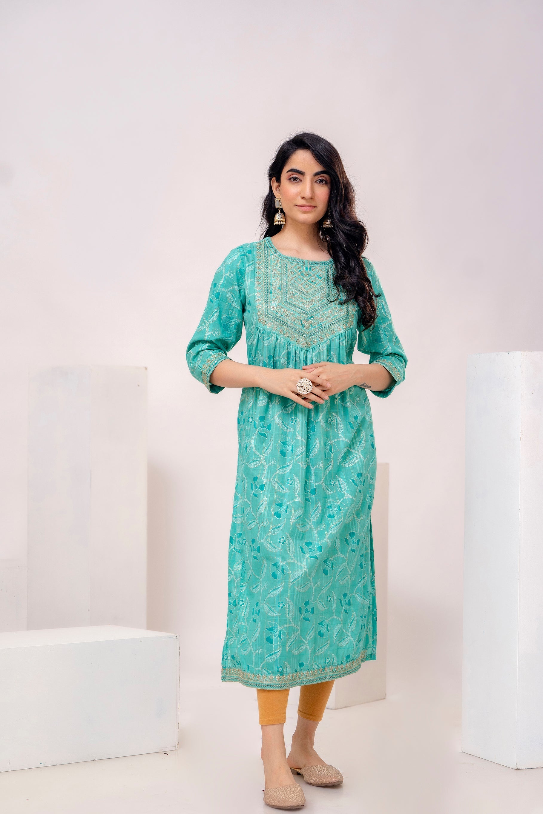 Women's Green A-Line Kurta