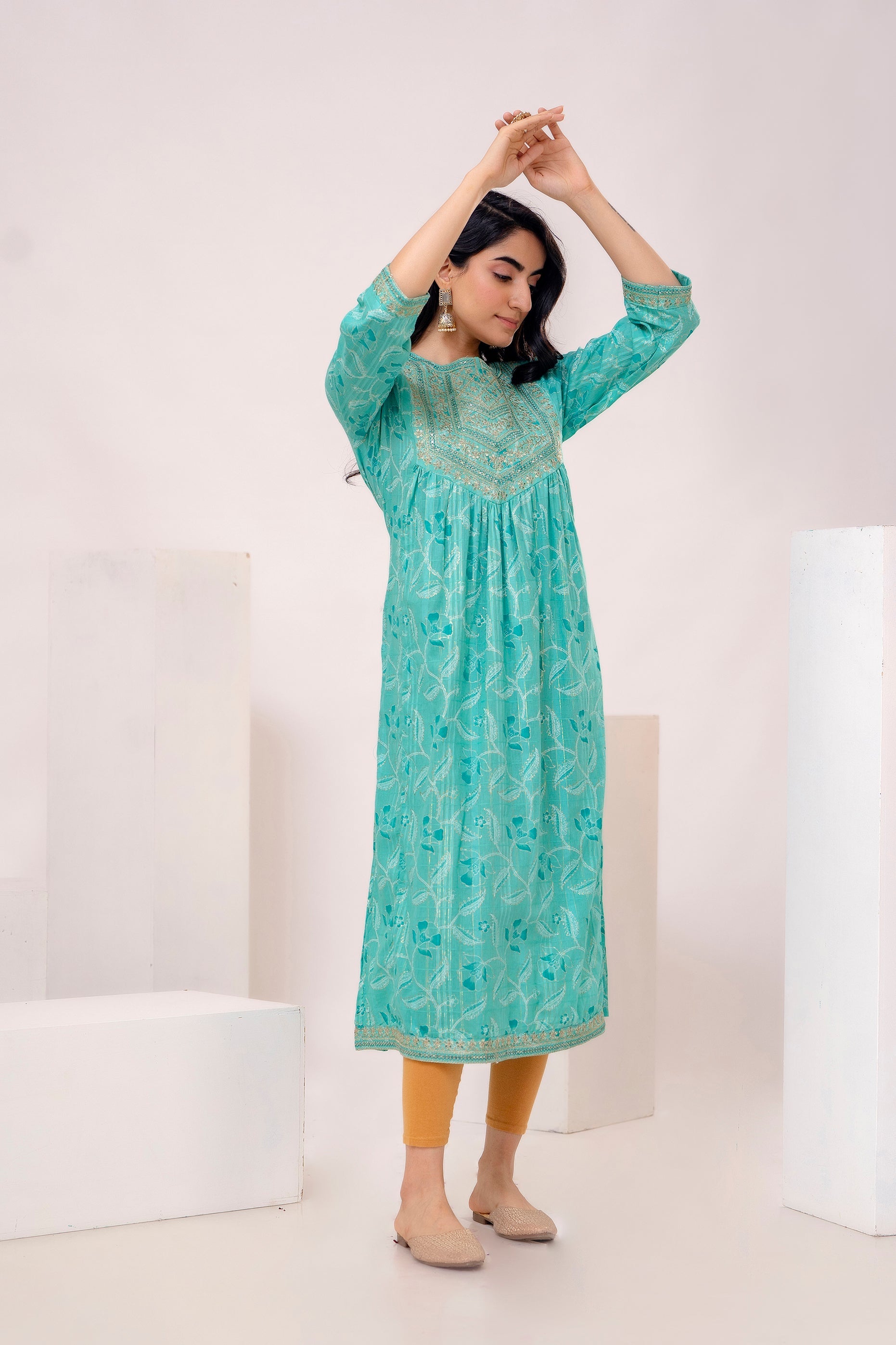 Women's Green A-Line Kurta