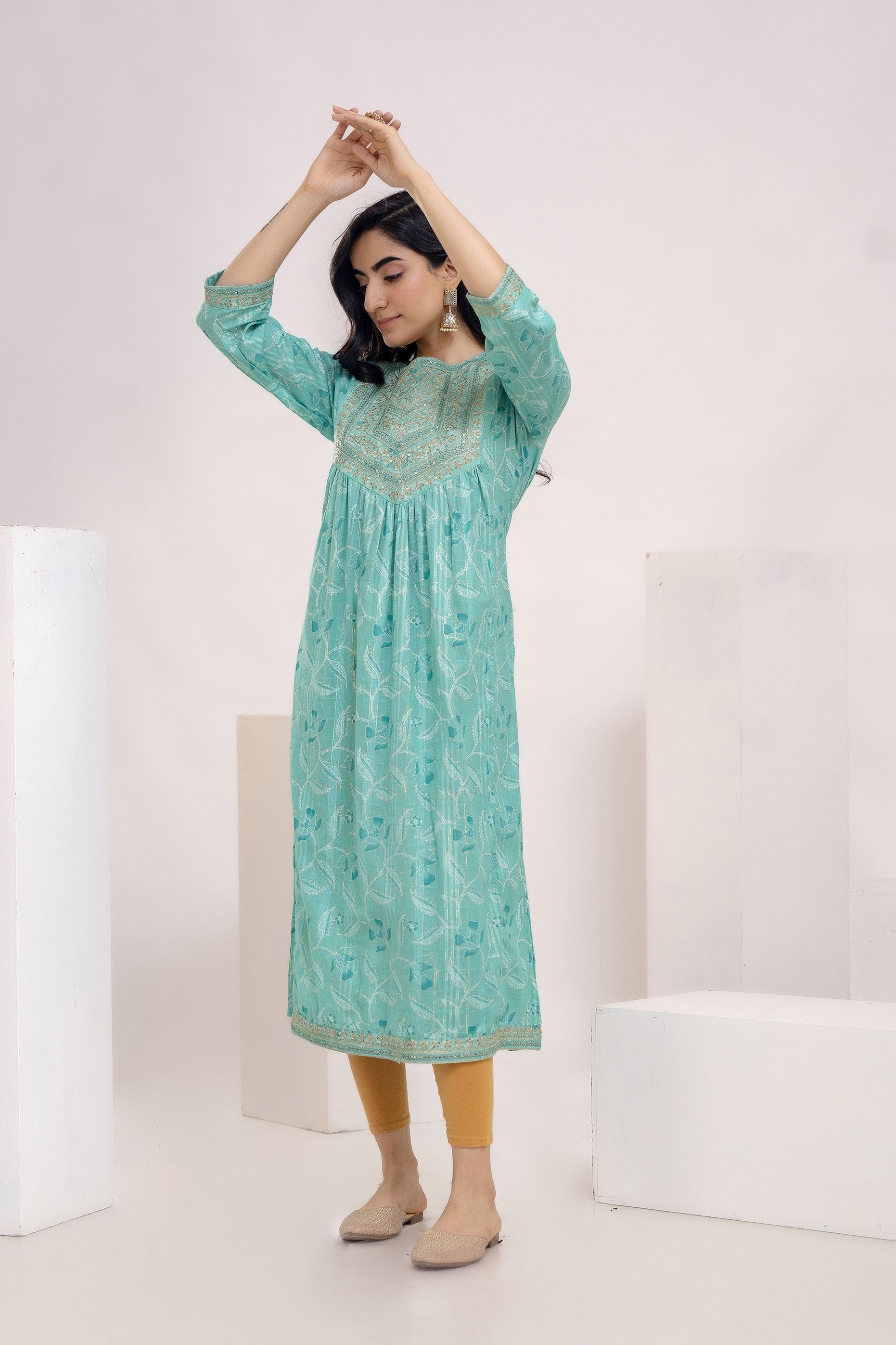 Women's Green A-Line Kurta