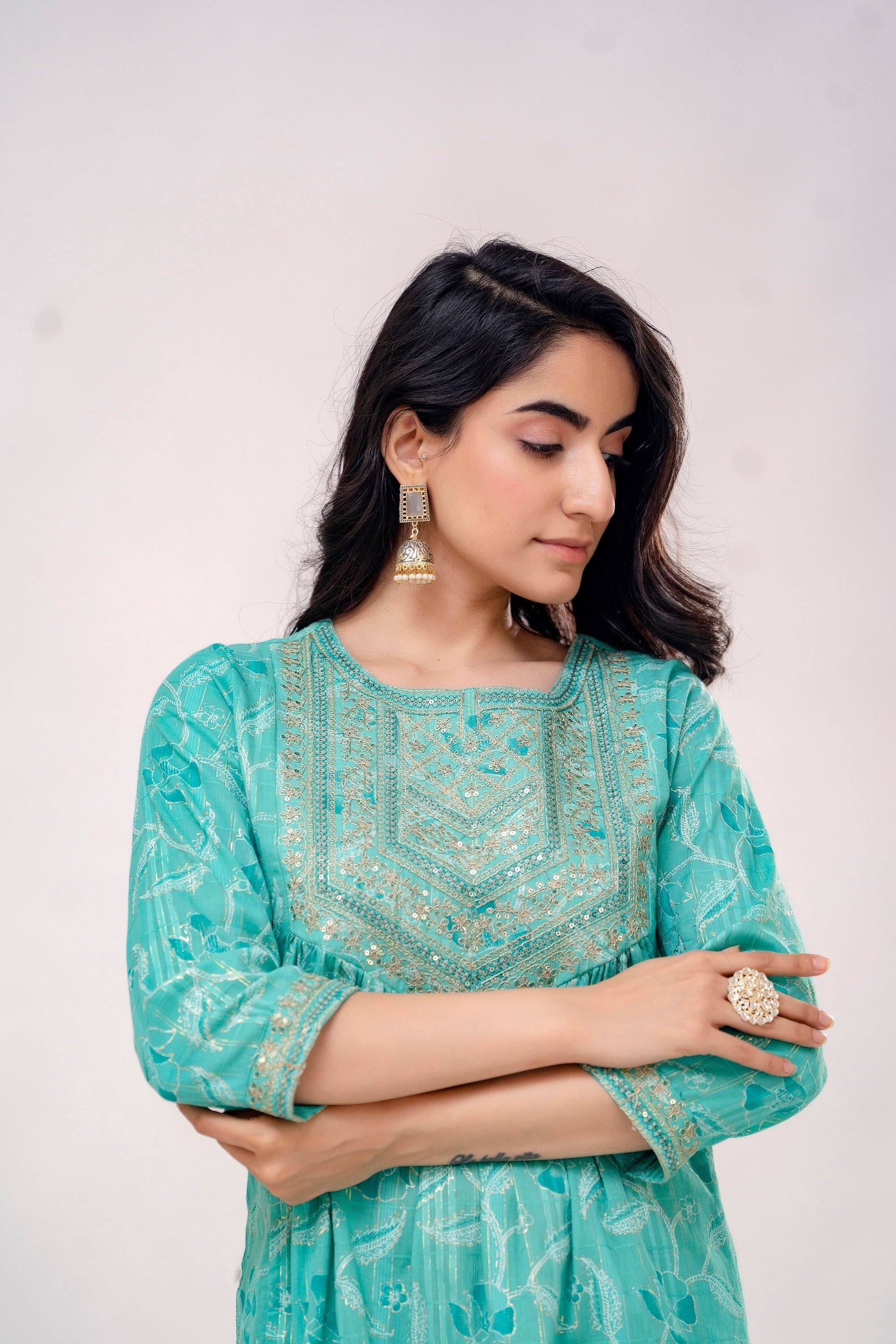 Women's Green A-Line Kurta