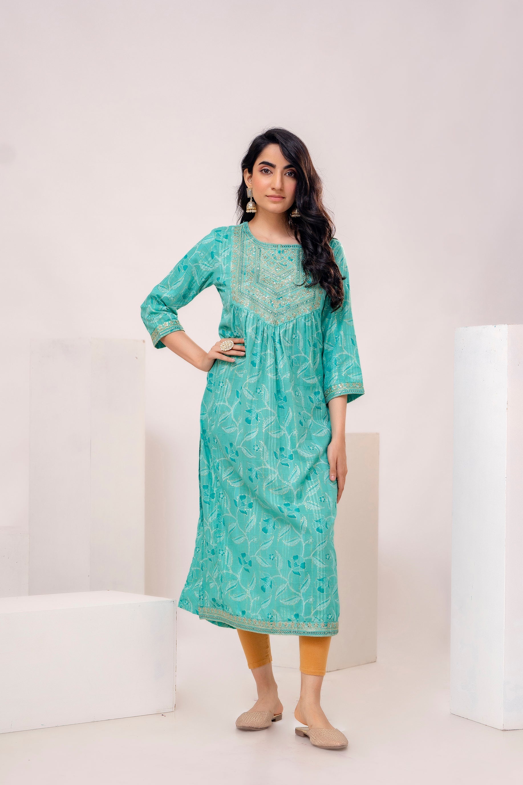 Women's Green A-Line Kurta