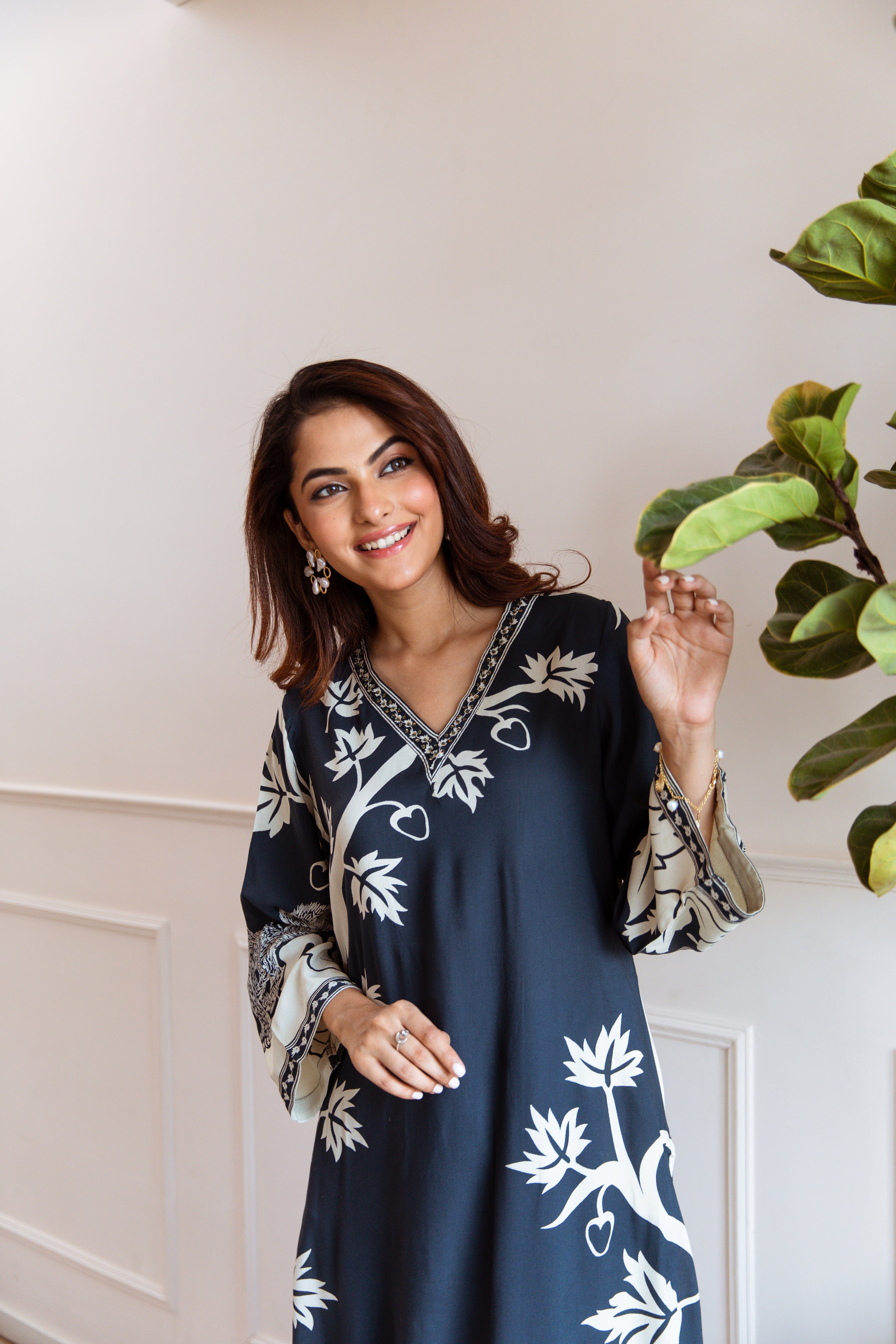 Women's Teal Blue German Rayon Kurta and Palazzo Set