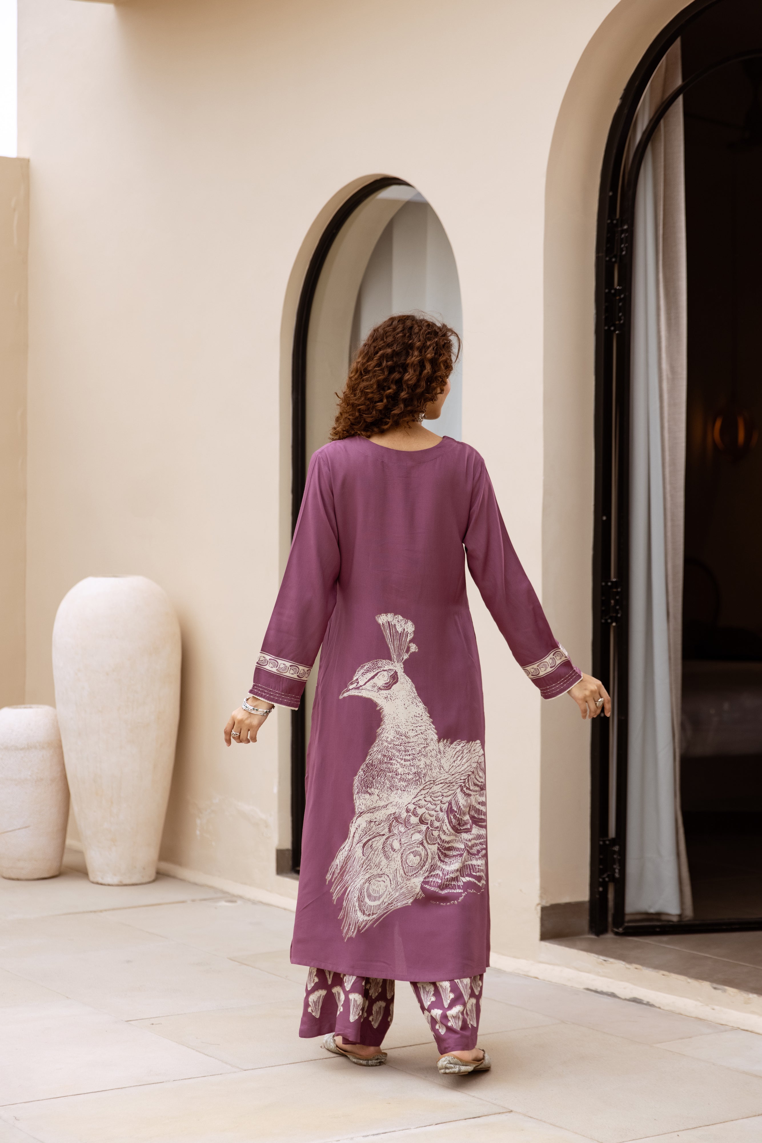 Women's Dusty Purple German Rayon Kurta and Palazzo Set
