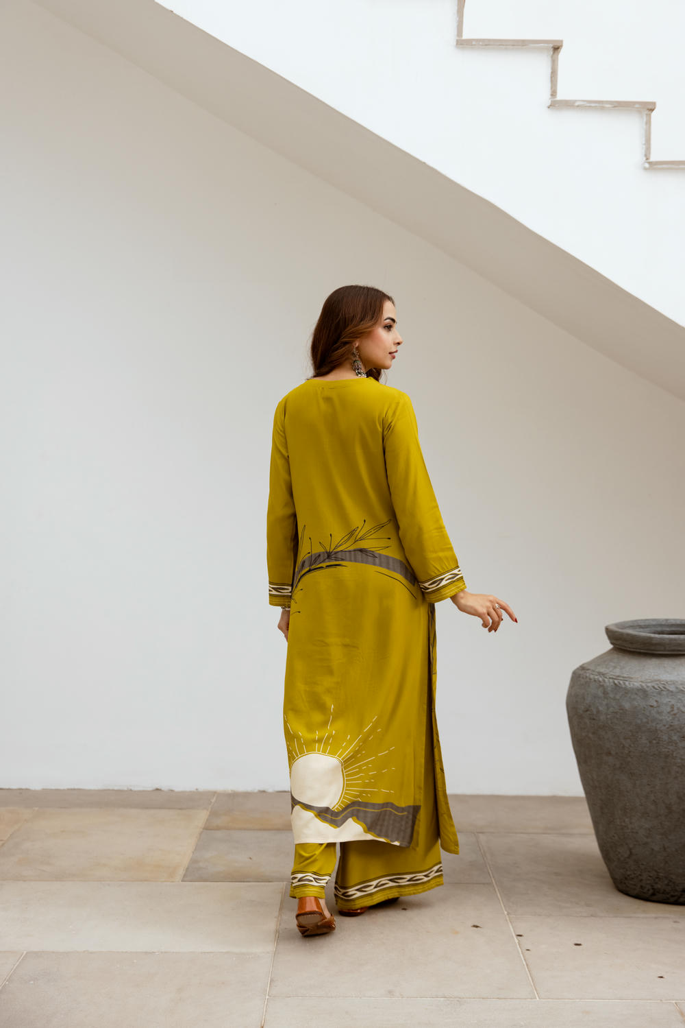 Women's Lemon German Rayon Kurta and Palazzo Set