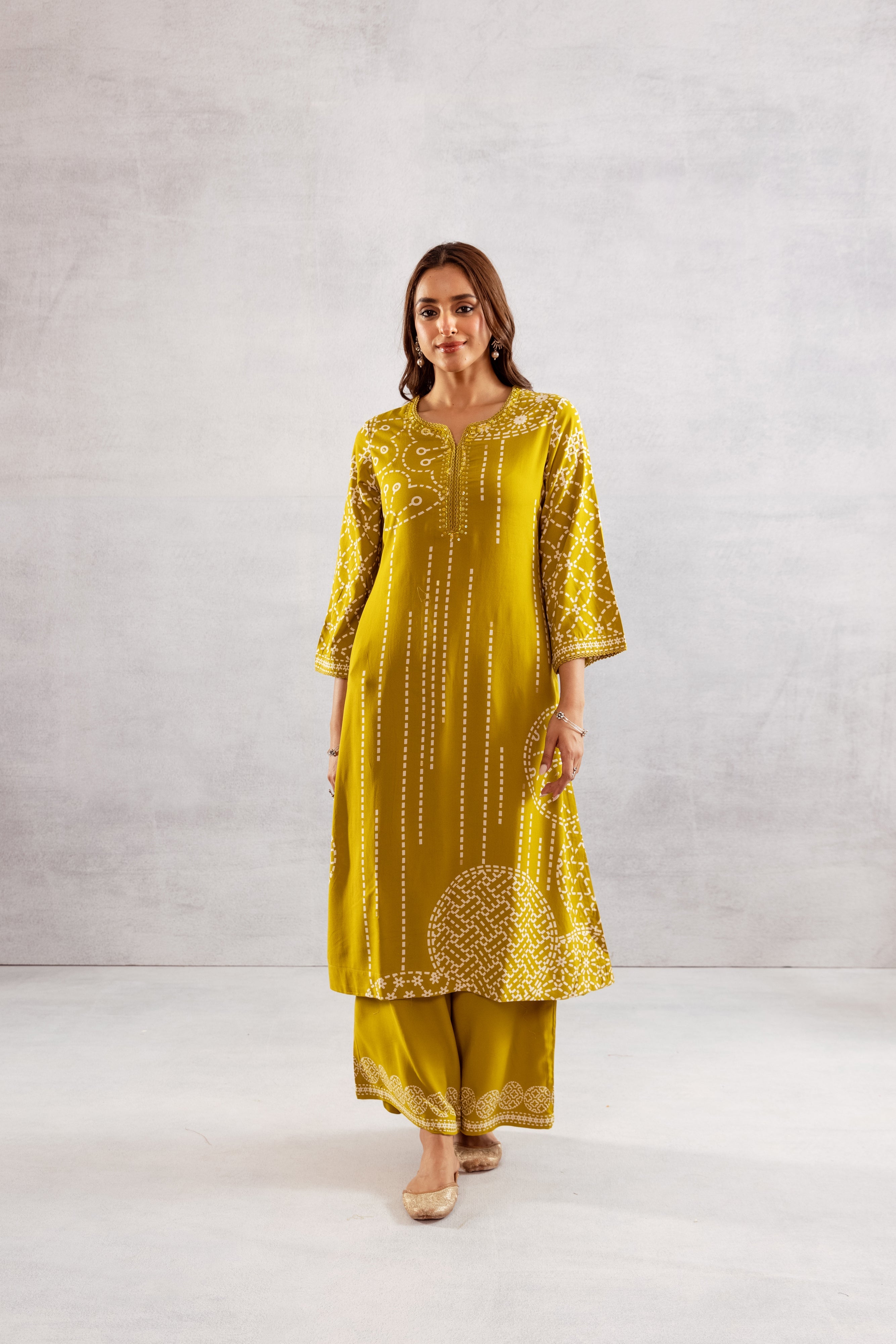 Women's Mustard Yellow German Rayon Kurta and Palazzo Set