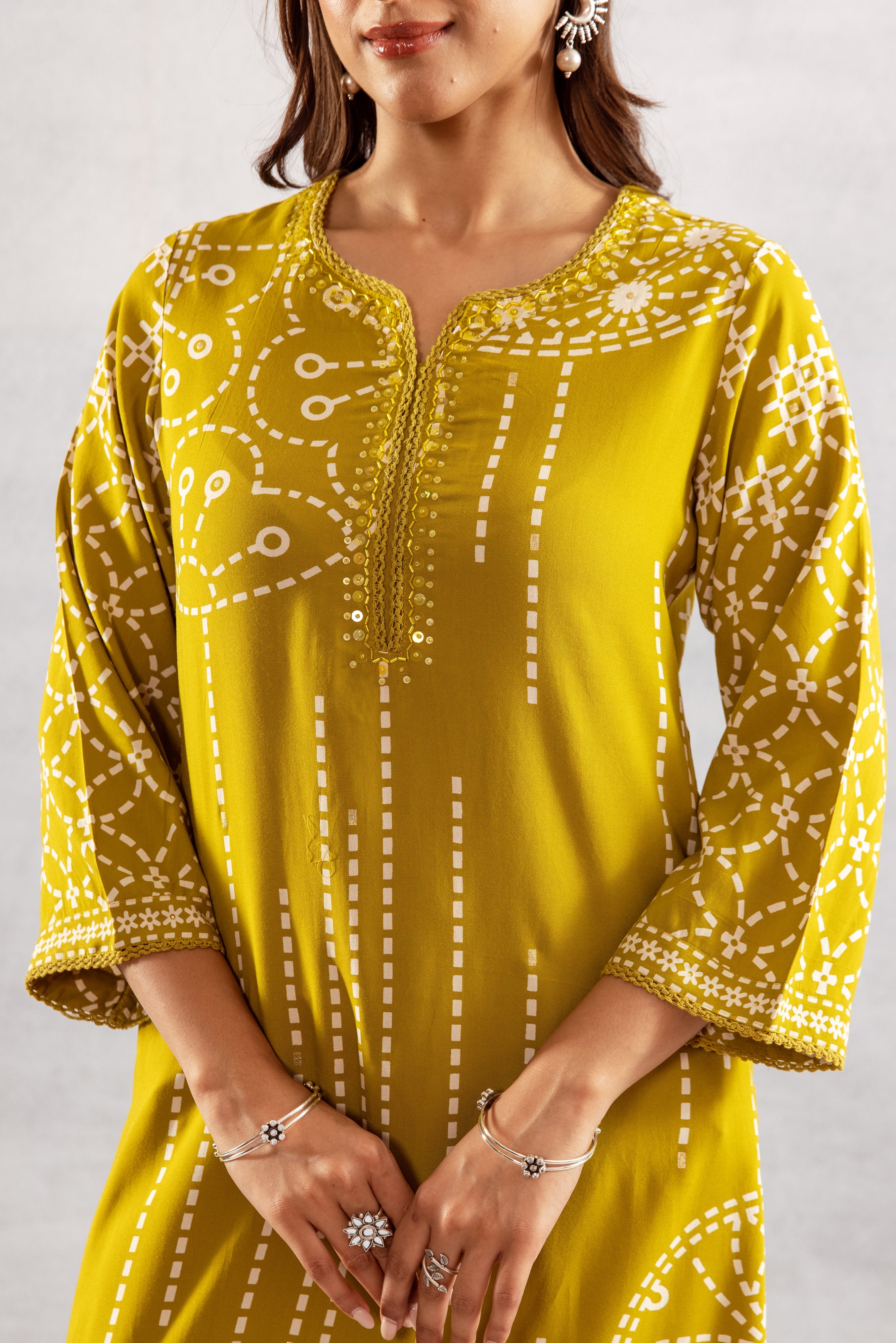 Women's Mustard Yellow German Rayon Kurta and Palazzo Set