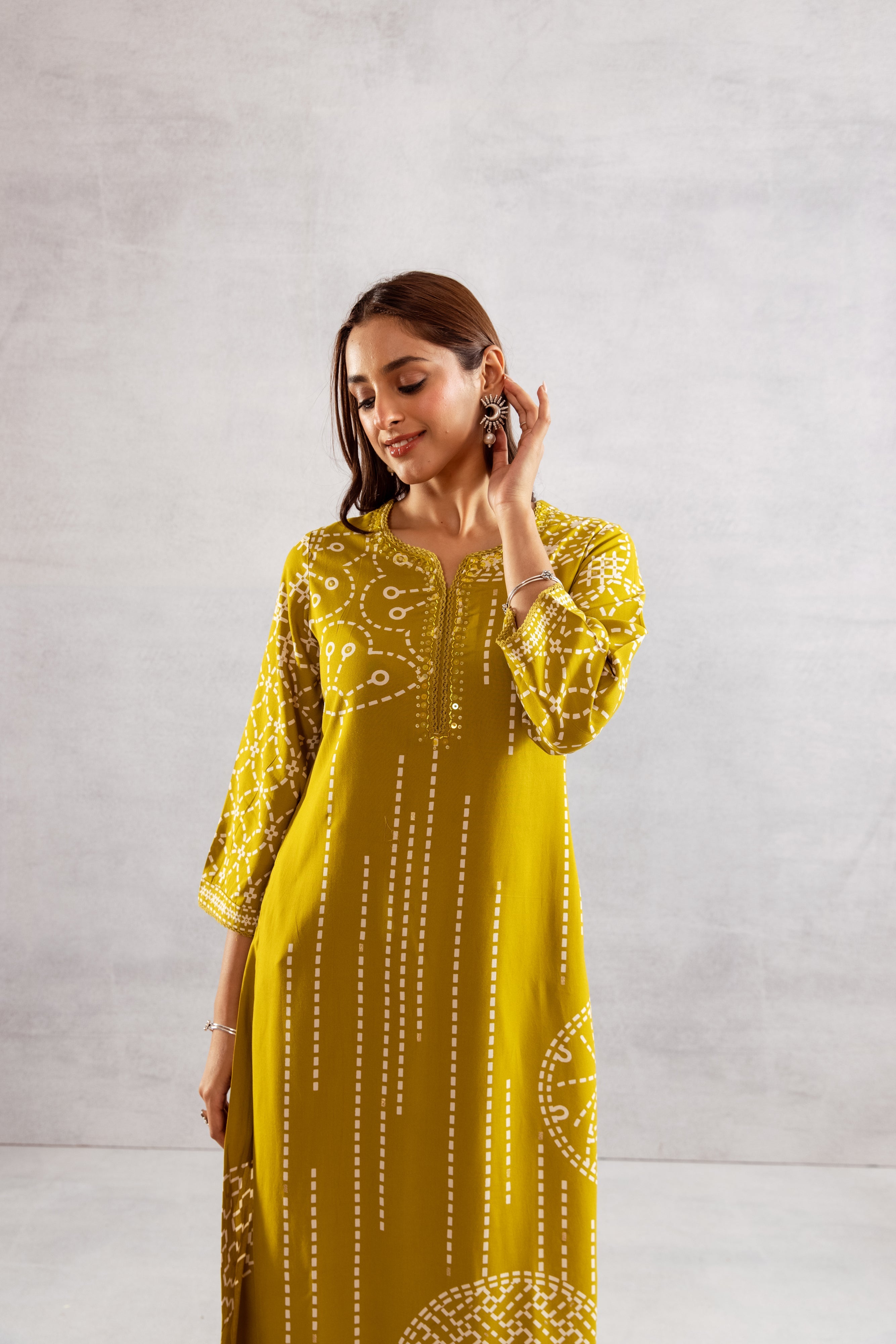 Women's Mustard Yellow German Rayon Kurta and Palazzo Set