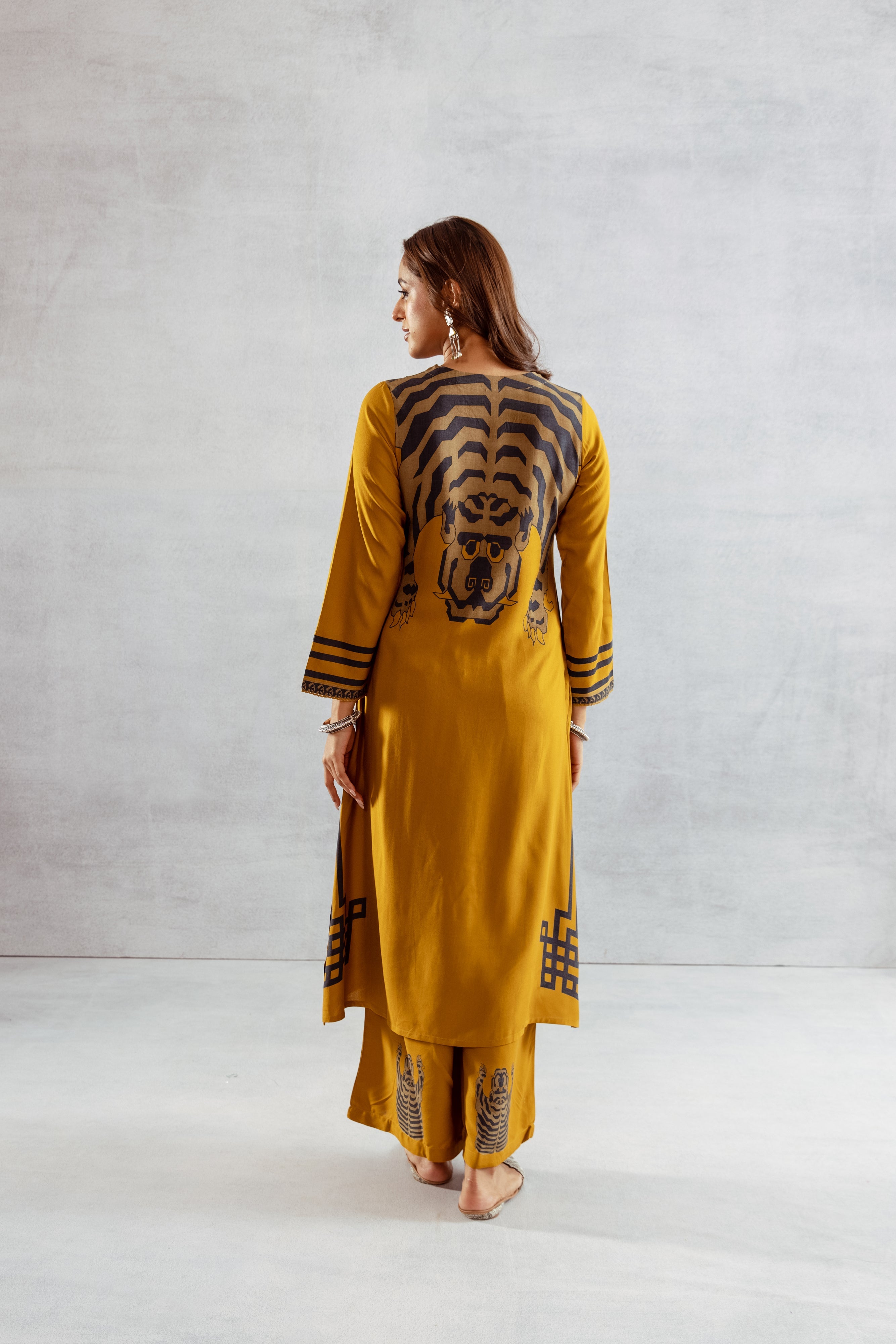 Women's Mustard Yellow German Rayon Kurta and Palazzo Set