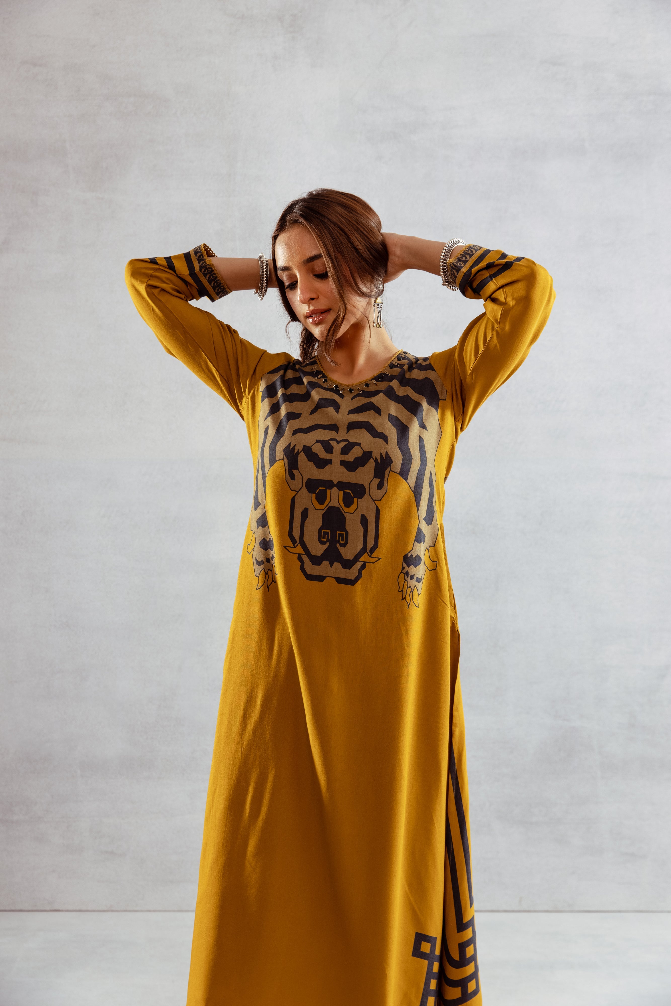 Women's Mustard Yellow German Rayon Kurta and Palazzo Set