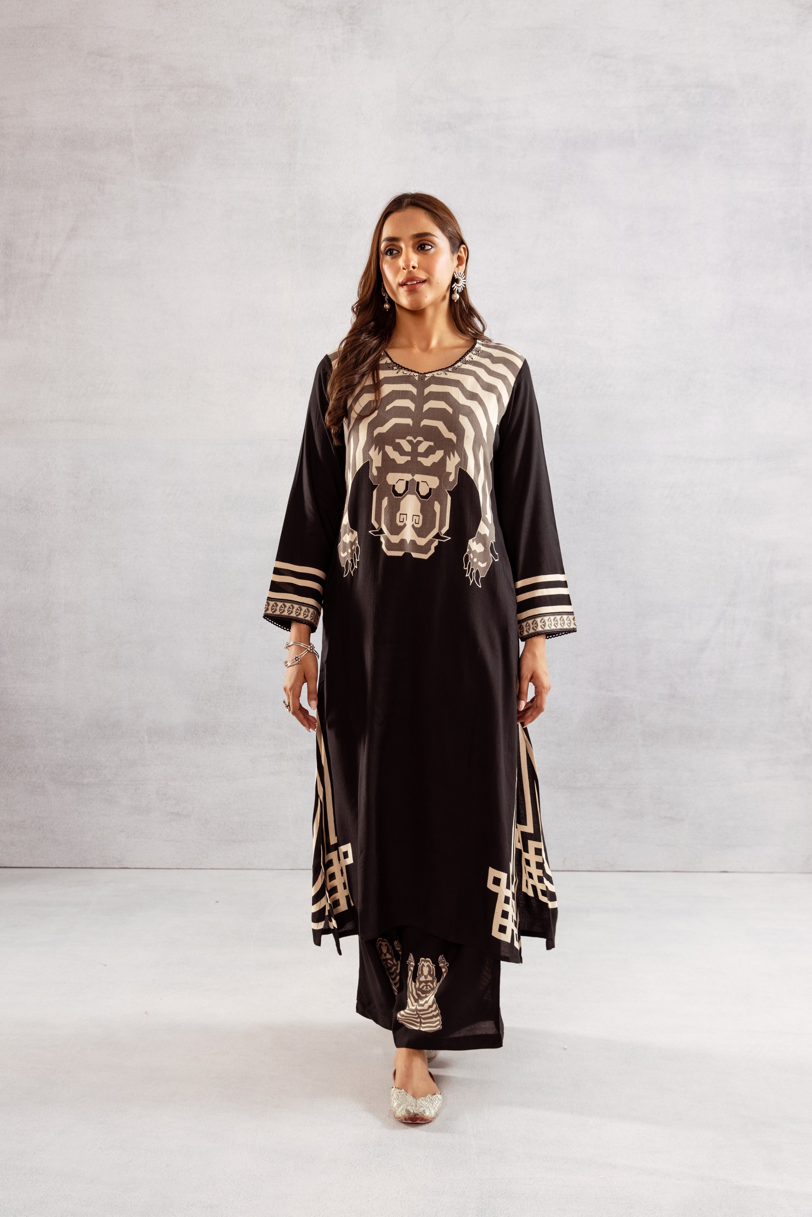 Women's Black::Grey German Rayon Kurta and Palazzo Set