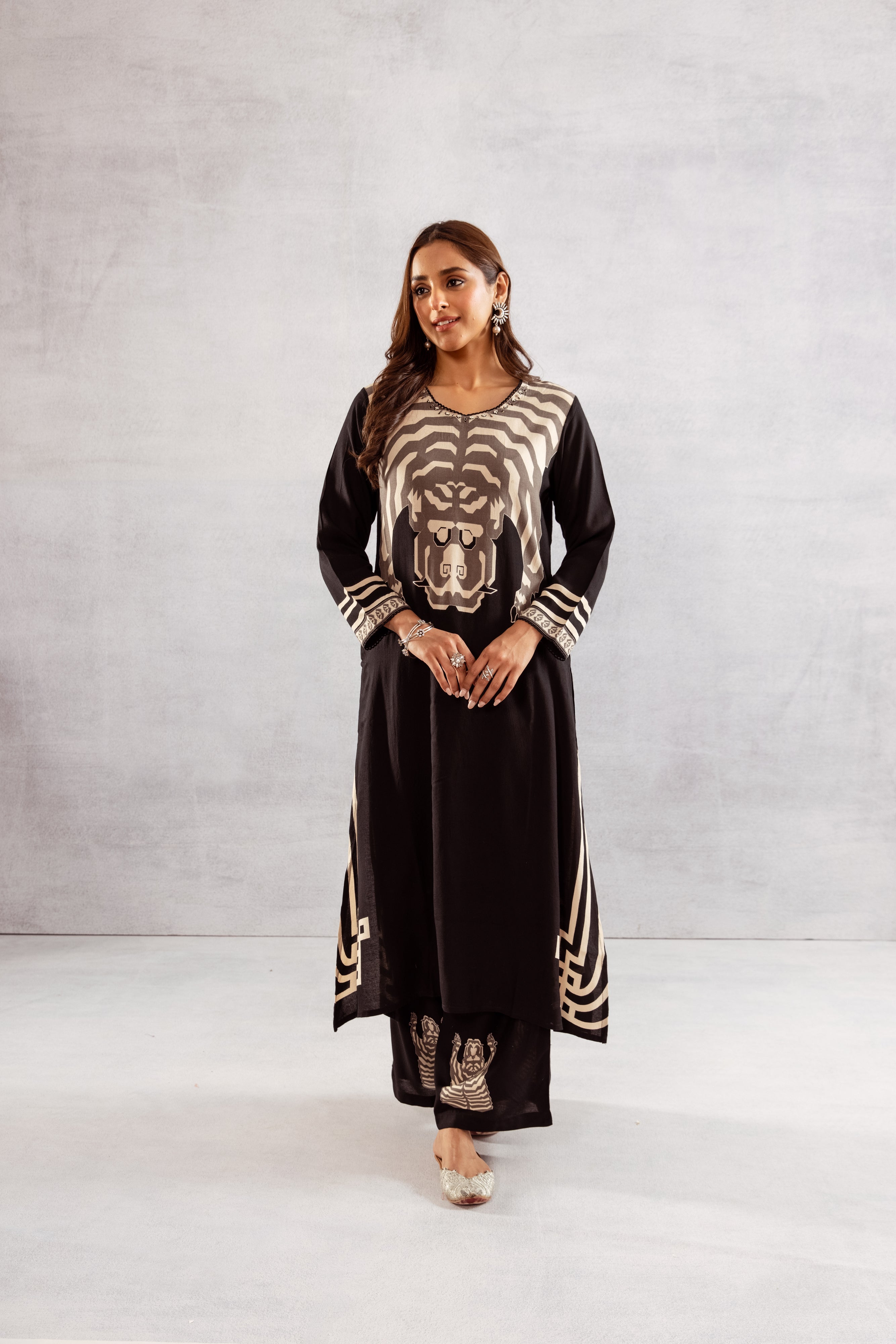 Women's Black::Grey German Rayon Kurta and Palazzo Set
