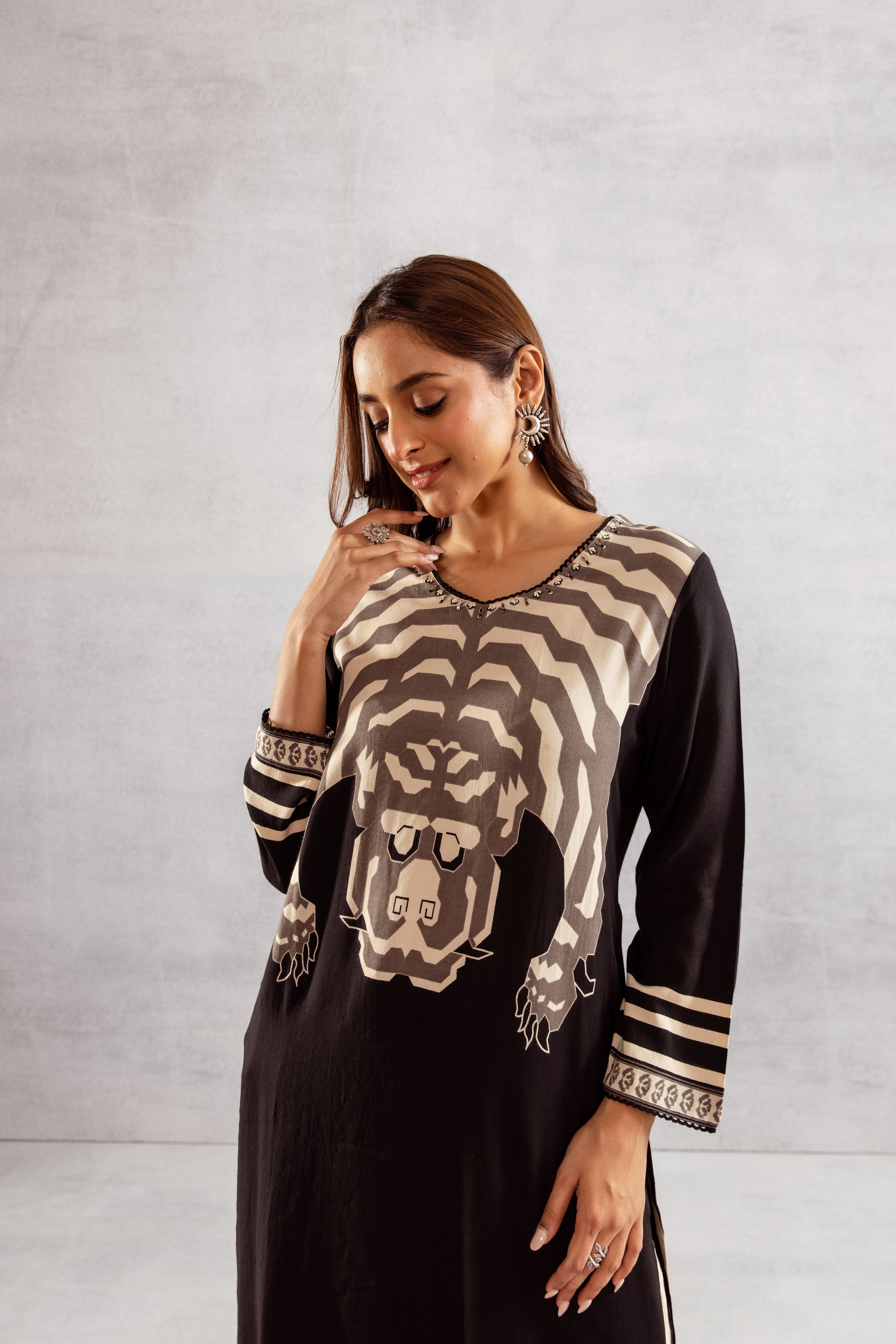 Women's Black::Grey German Rayon Kurta and Palazzo Set
