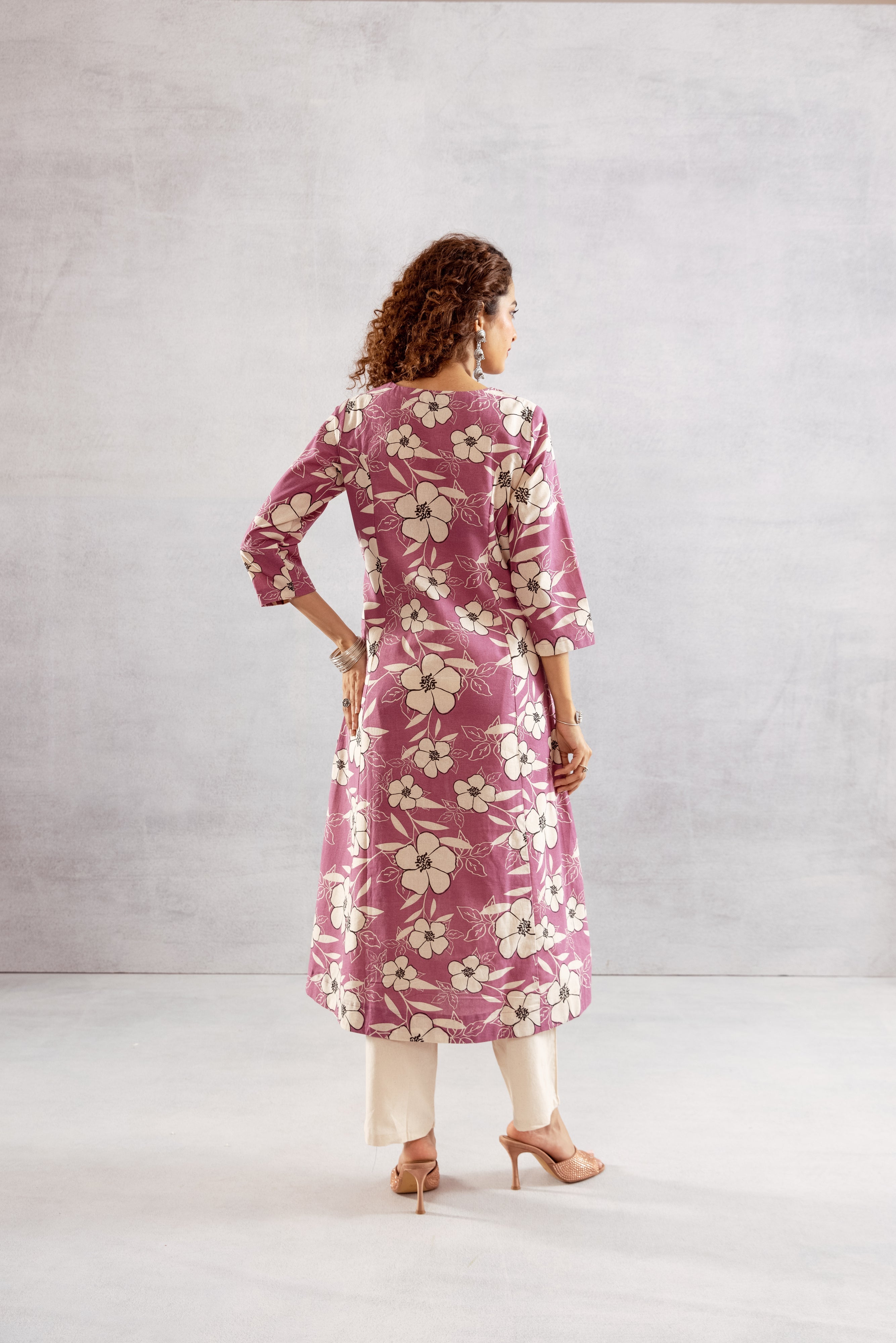 Women's Pink Cotton Flex Kurta and Pant Set