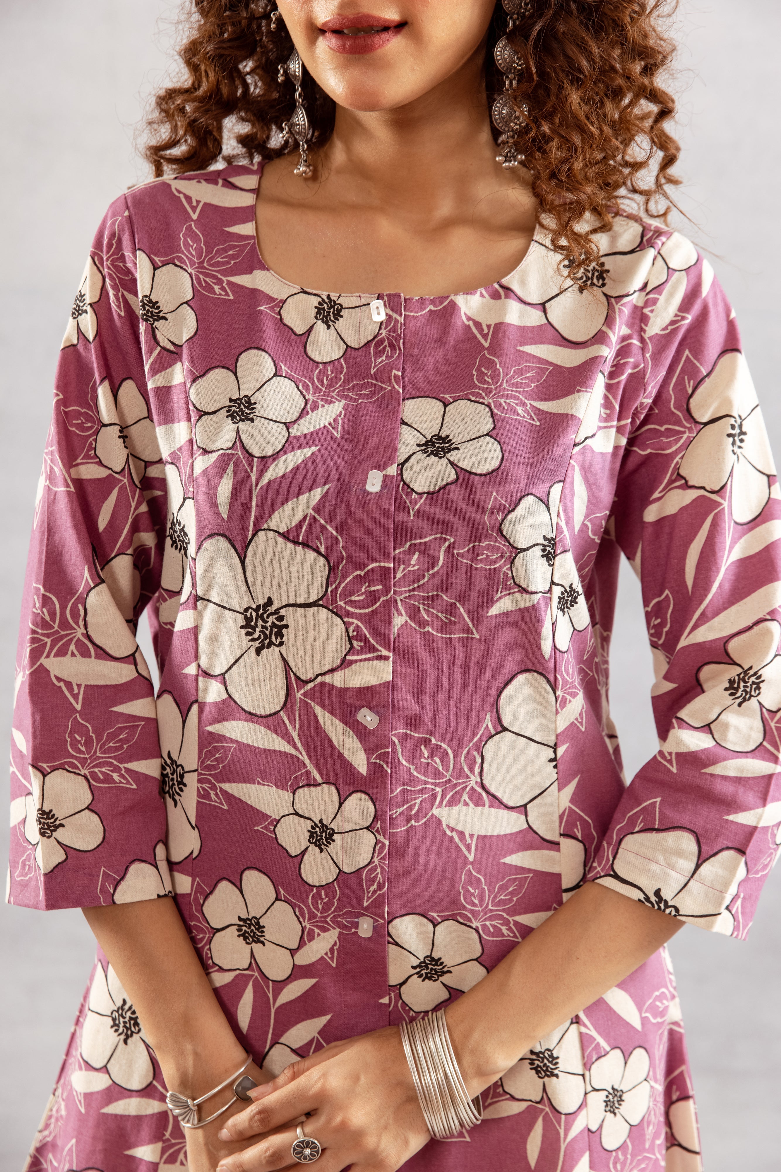 Women's Pink Cotton Flex Kurta and Pant Set
