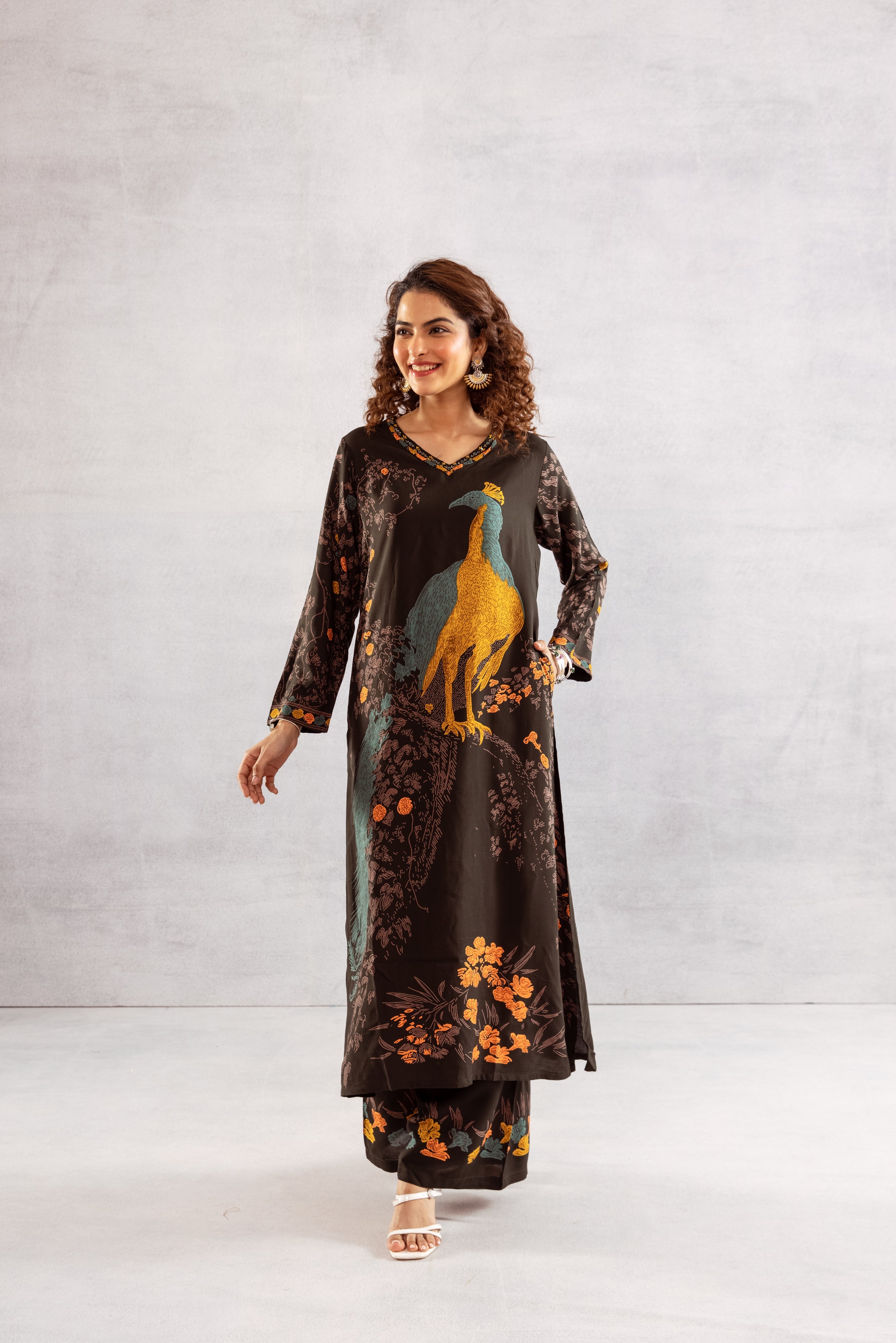 Women's Deep Green German Rayon Kurta and Palazzo Set