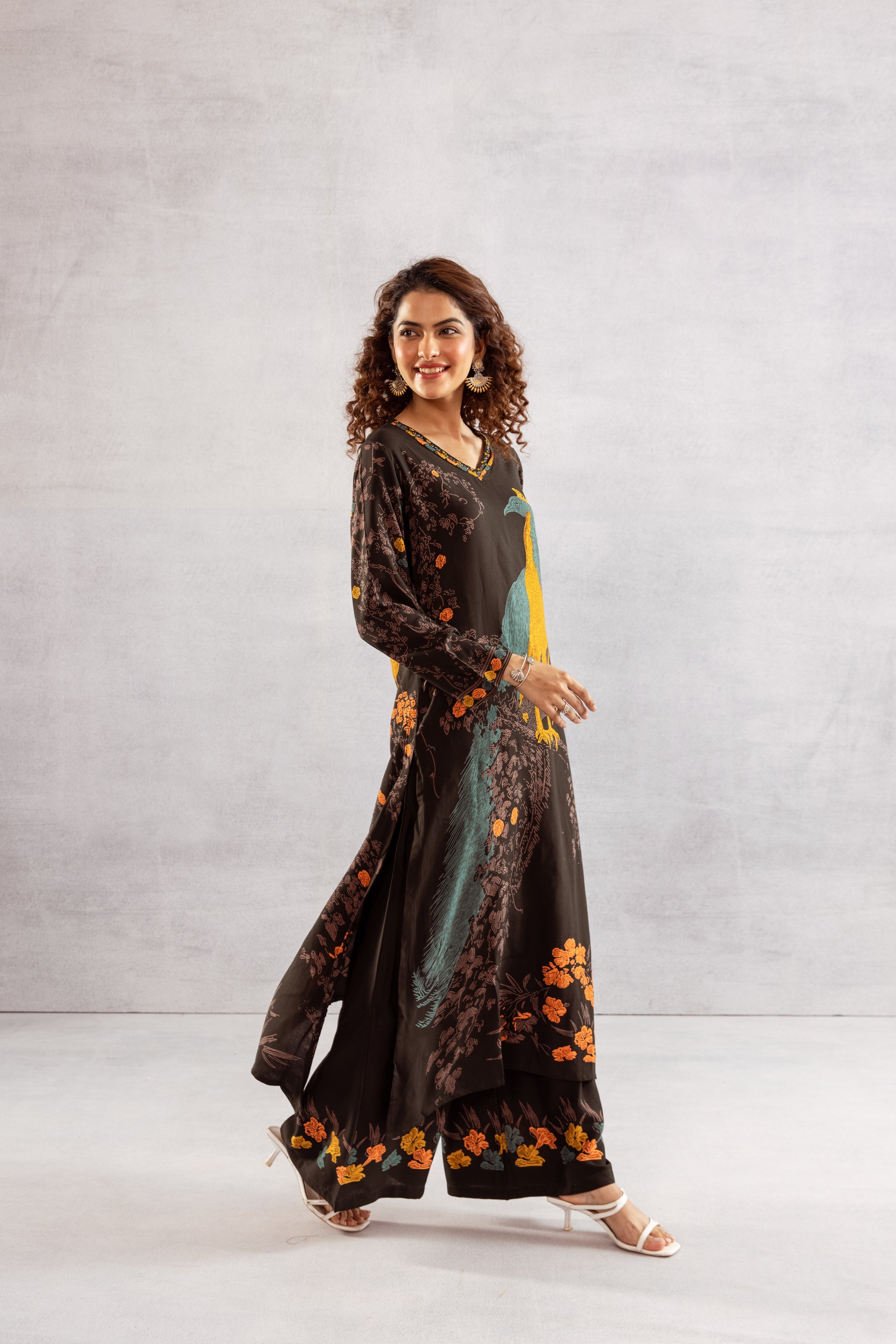 Women's Deep Green German Rayon Kurta and Palazzo Set