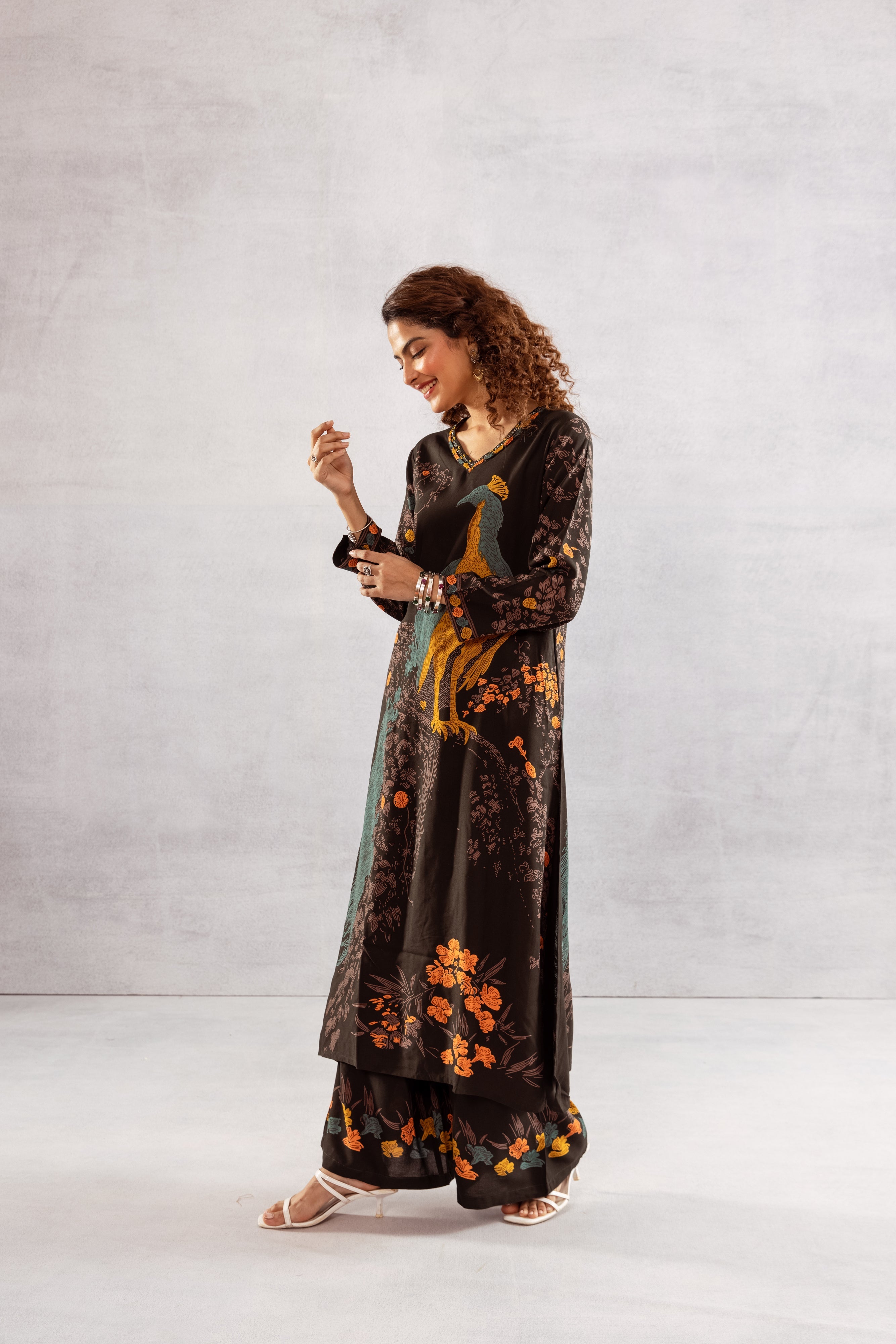 Women's Deep Green German Rayon Kurta and Palazzo Set