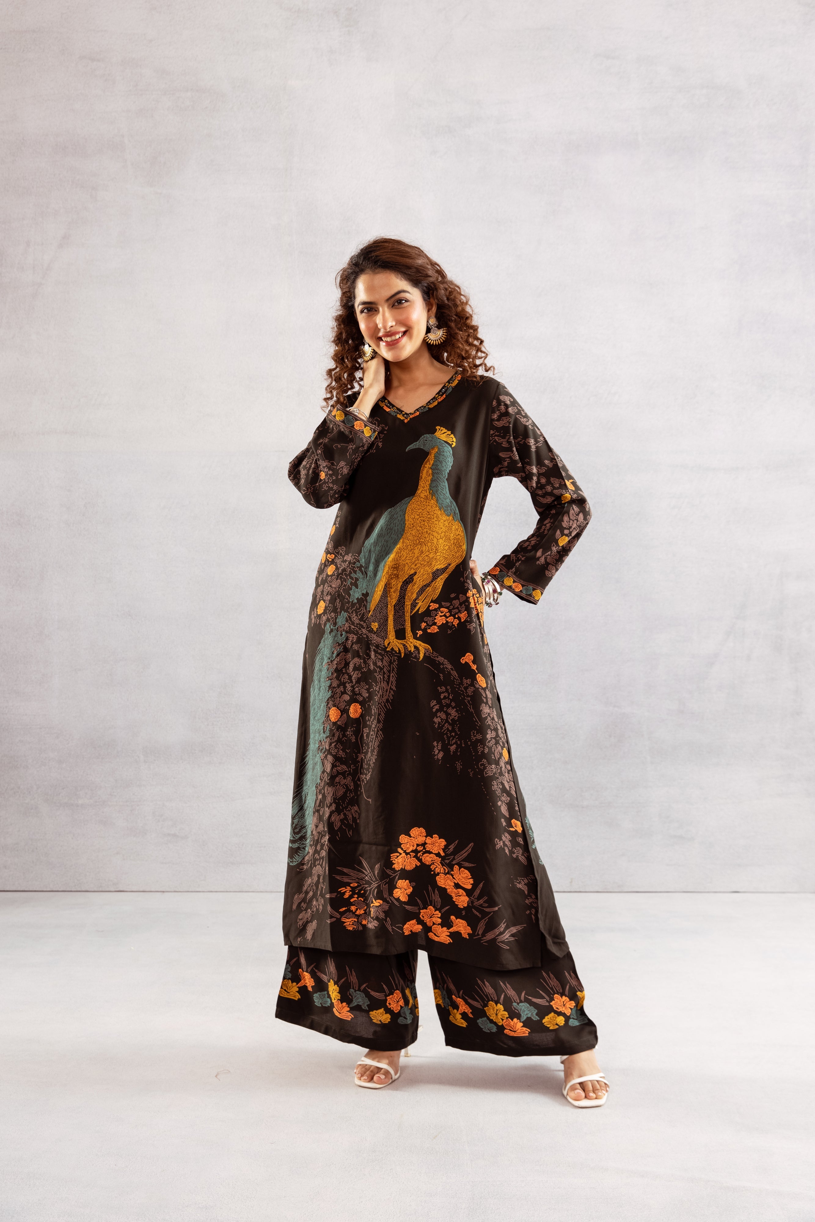 Women's Deep Green German Rayon Kurta and Palazzo Set