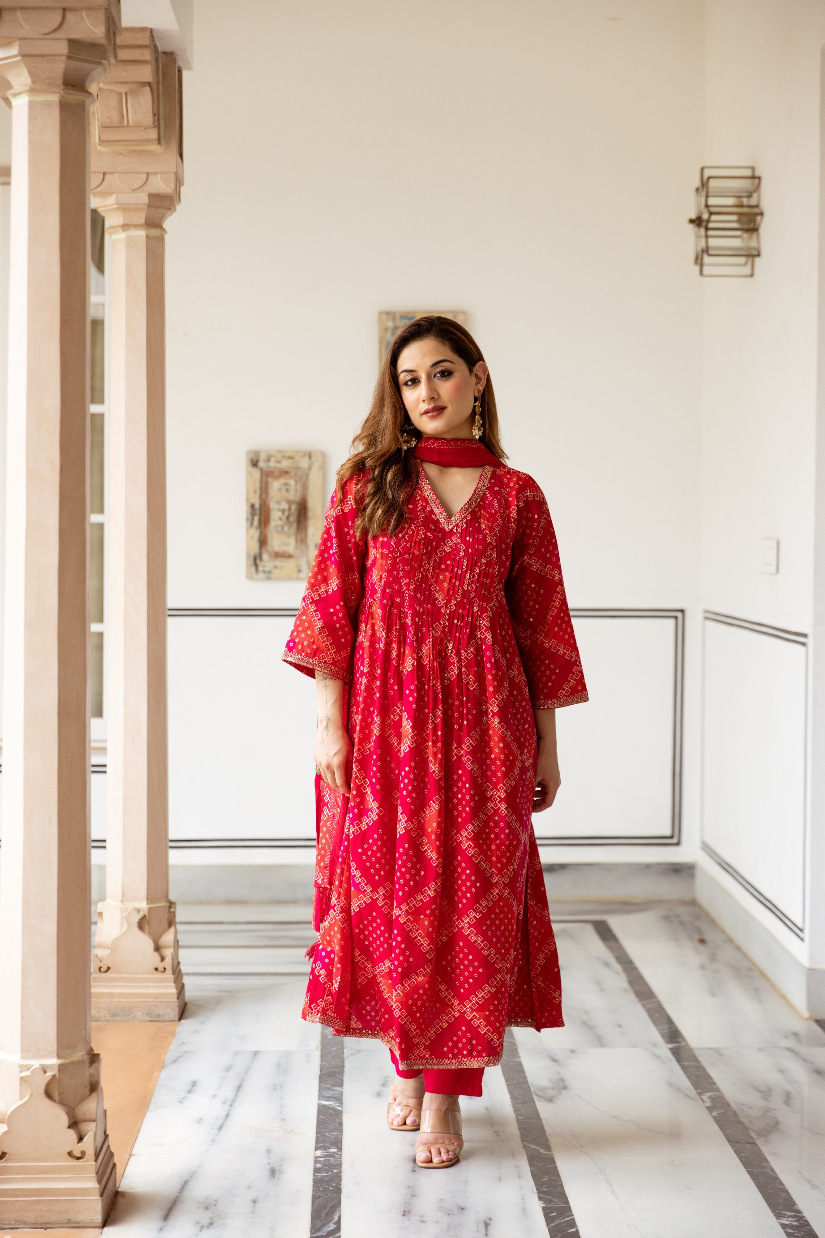 Multicolor Modal Muslin Kurta Pant and Dupatta Set