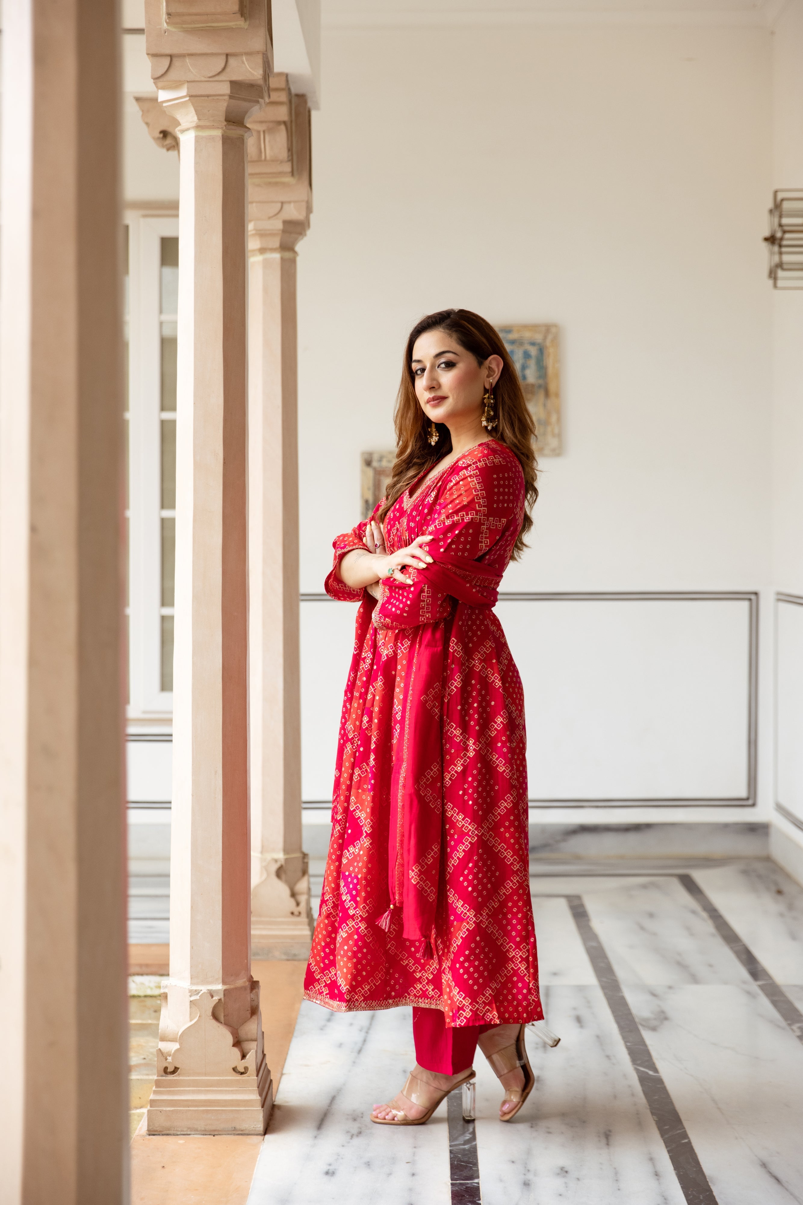Multicolor Modal Muslin Kurta Pant and Dupatta Set